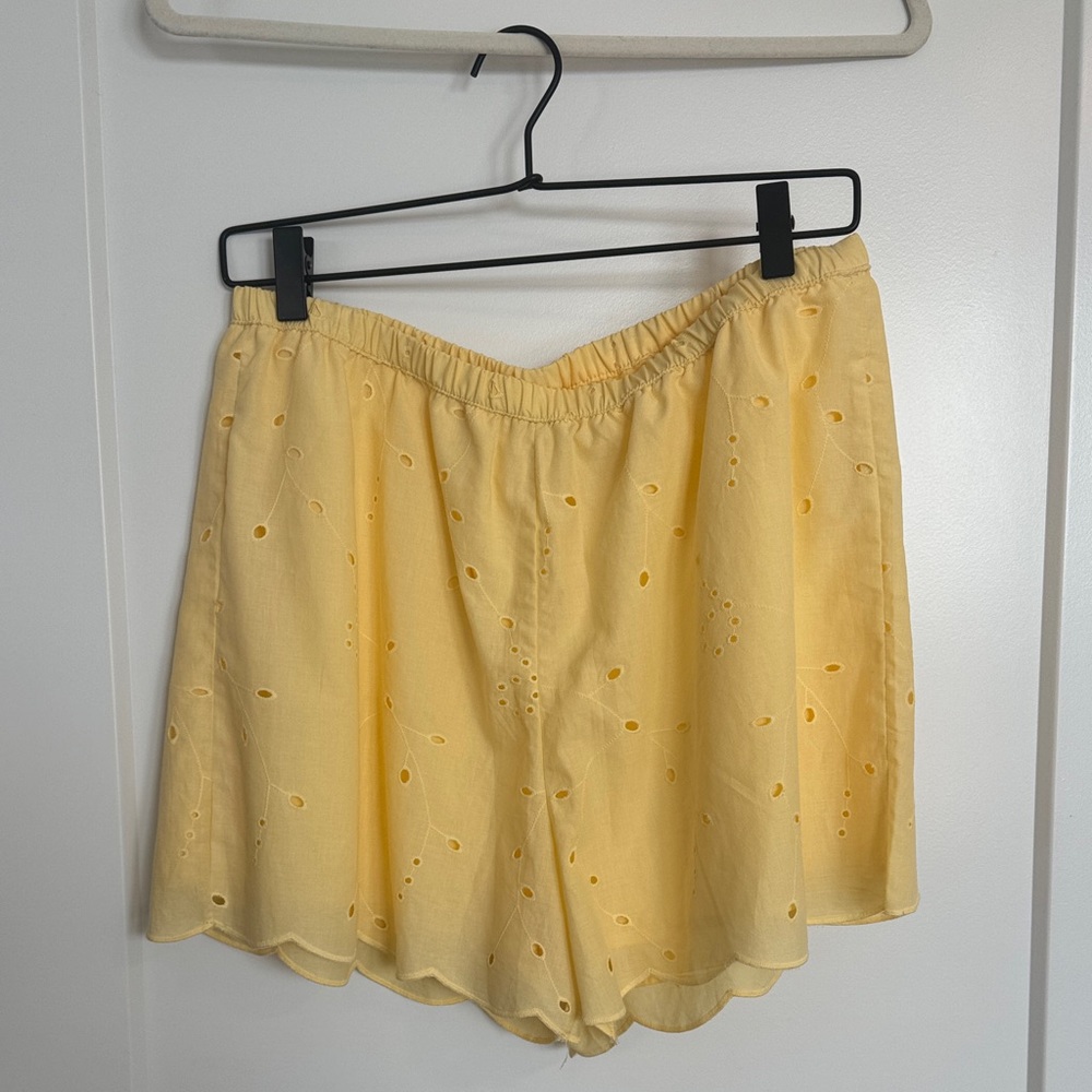 a new day Yellow Eyelet High Waist Shorts